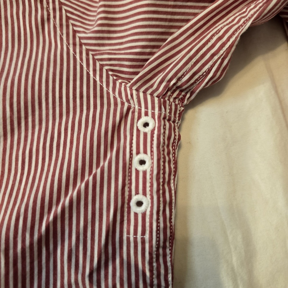 Victorinox Vertical Striped Tailored Fit Red/White Button Down Long Sleeve Shirt - Picture 7 of 13